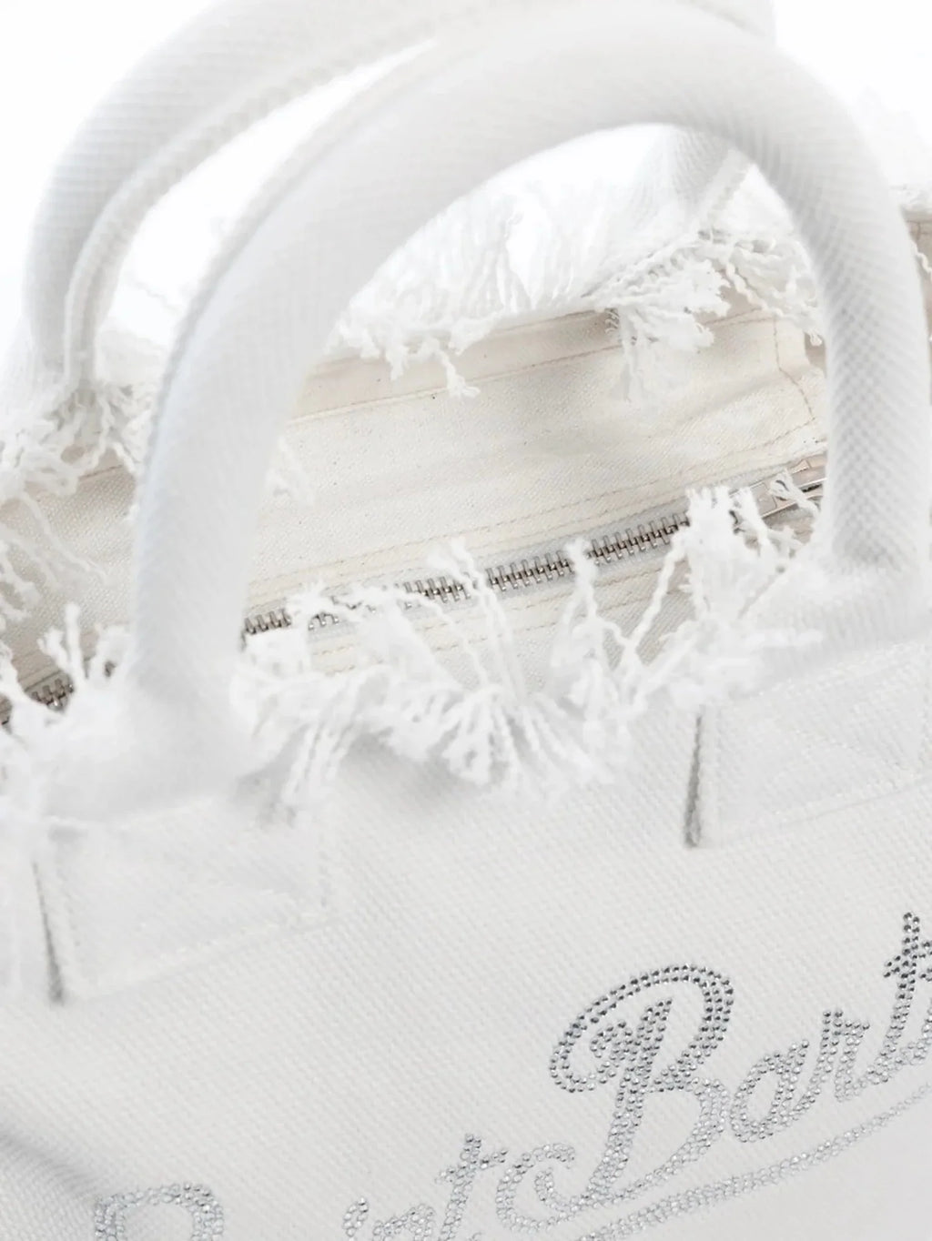Borsa Colette in canvas di cotone bianca con logo strass