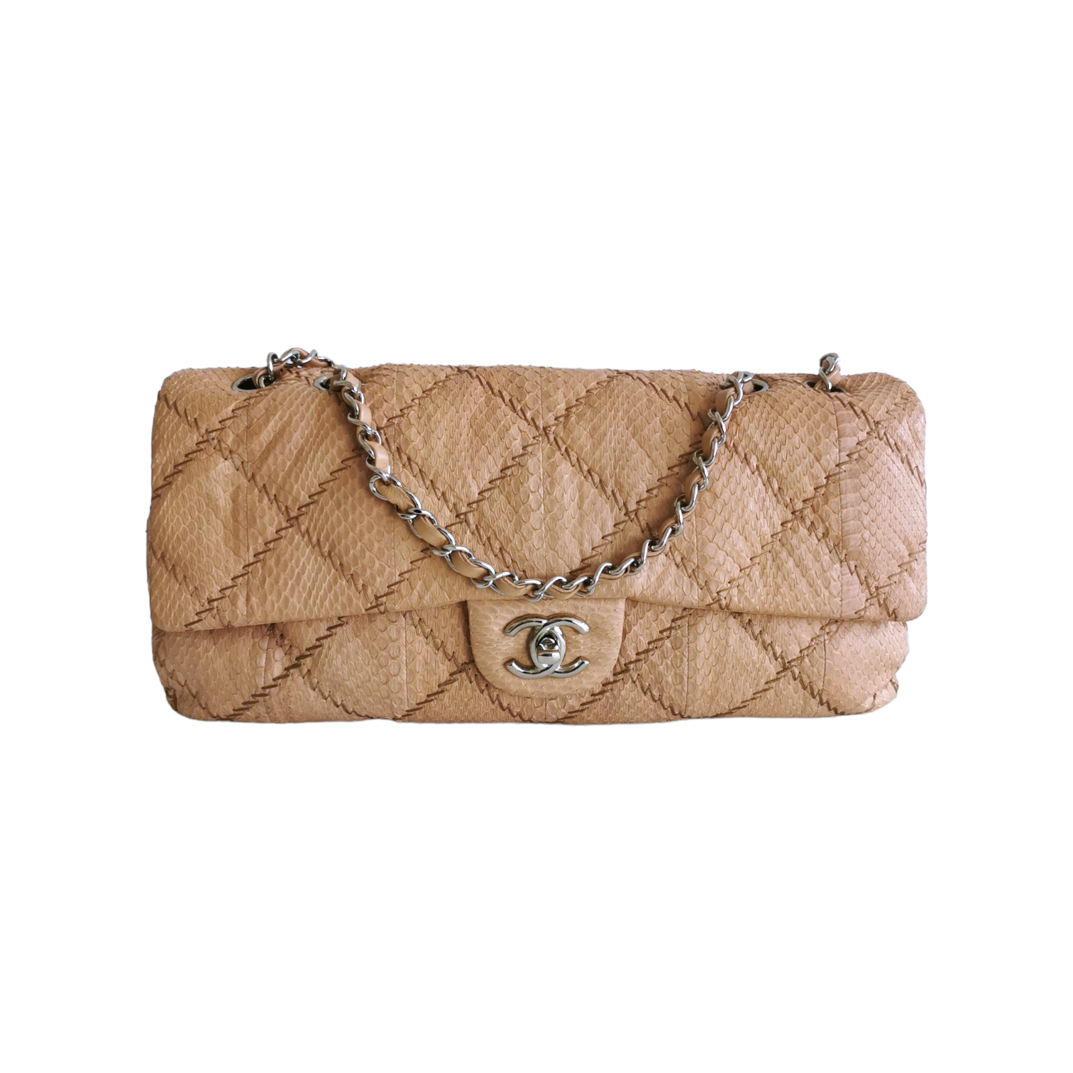Chanel  Ultra Stitch Flap Bag Beige Python – Accessorio premium elegante