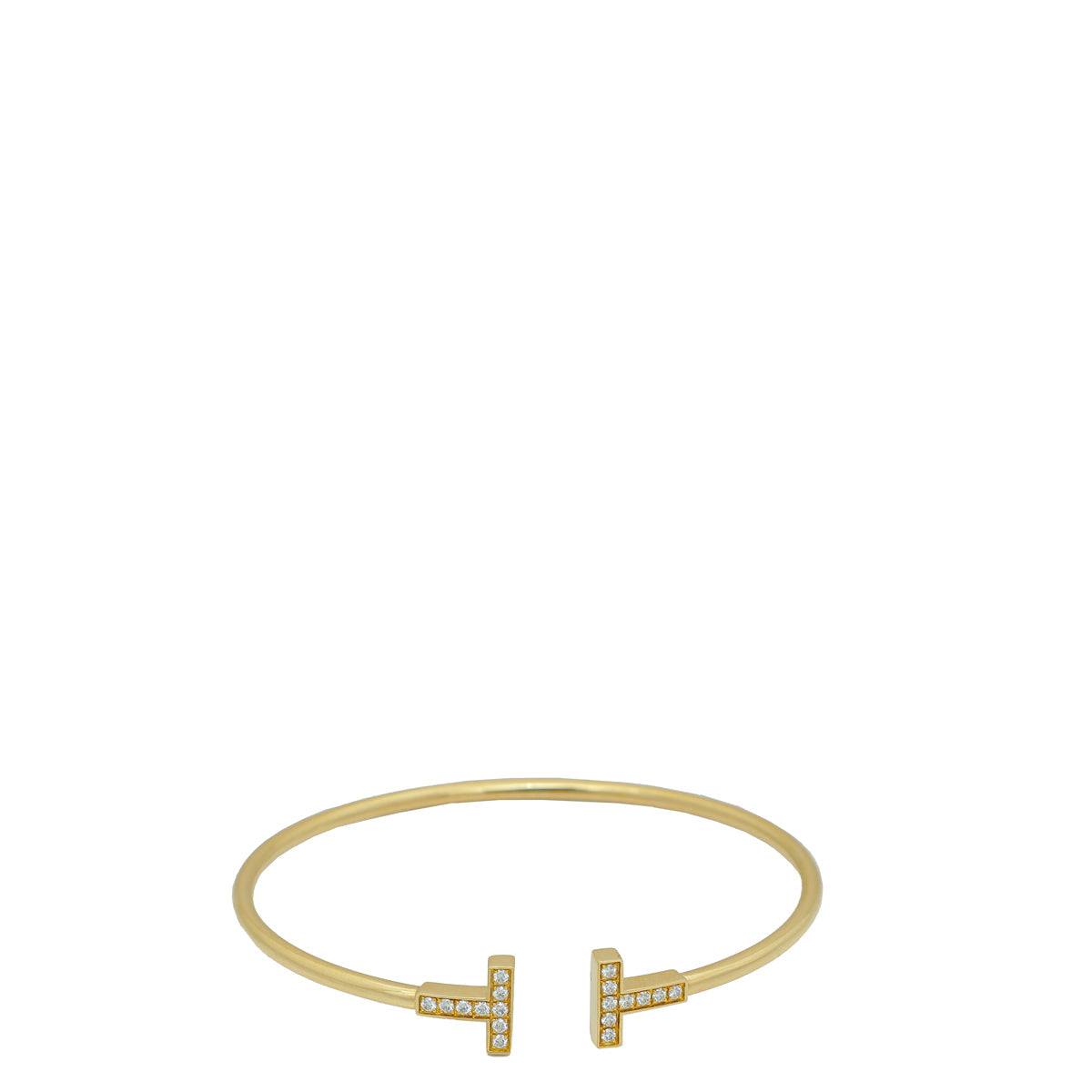 Tiffany & Co 18K Yellow Gold Diamond T Wire Medium Bracelet – Accessorio premium elegante