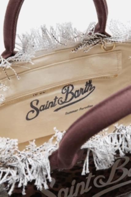 Borsa Colette in canvas marrone stampa leopard