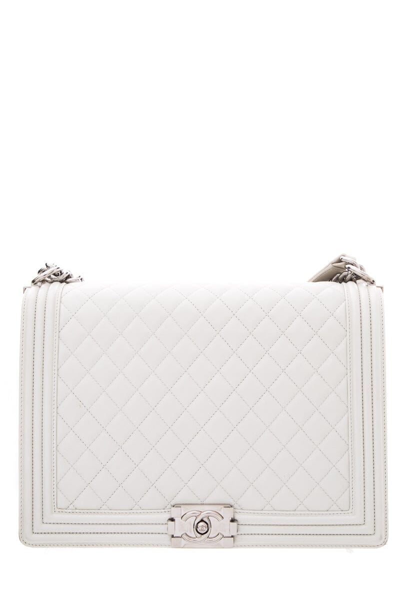 Chanel 2012 Limited Edition Iridescent White XL Boybag – Accessorio premium elegante