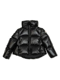 Giubbino imbottita per bambina Moncler Enfant nero con logo-patch – Accessorio premium elegante