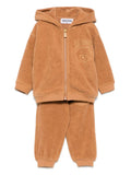 Tuta sportiva per neonato Moschino Kids beige con logo sul petto – Accessorio premium elegante