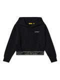 Felpa Bookish Logo Band crop per bambina Off-White Kids nero con cappuccio – Accessorio premium elegante