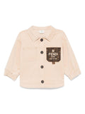 Camicia per neonato Fendi Kids beige con tasca logata – Accessorio premium elegante