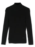 Maglione con logo ricamato per bambina Elisabetta Franchi La Mia Bambina nero con collo alto – Accessorio premium elegante