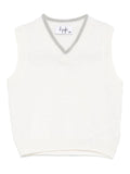 Gilet per neonato Il Gufo bianco in lana vergine con bordo grigio – Accessorio premium elegante