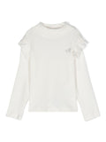 Blusa con strass per neonata Monnalisa bianca con collo a lupetto – Accessorio premium elegante