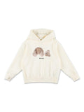 Felpa con cappuccio orso per bambino Palm Angels Kids beige con bordo a coste – Accessorio premium elegante