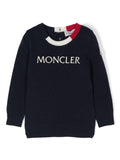 Maglione con ricamo logo per neonato Moncler Enfant blu con rifinitura a coste – Accessorio premium elegante