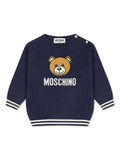 Maglione per neonati Moschino Kids blu con ricamo Teddy Bear – Accessorio premium elegante