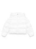 Giubbino con ricamo per bambina Moschino Kids bianco con design imbottito – Accessorio premium elegante