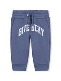 Pantaloni sportivi per neonati Givenchy Kids blu con coulisse e stampa ad arco bianco – Accessorio premium elegante