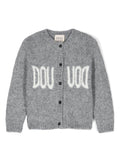 Cardigan per bambina Douuod Kids grigio con logo jacquard – Accessorio premium elegante