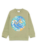 Felpa con stampa logo per bambino Stella McCartney Kids verde con girocollo – Accessorio premium elegante
