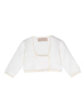 Cardigan doppiopetto per neonata La Stupenderia bianco con scollo quadrato – Accessorio premium elegante