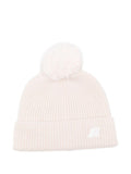 Berretto per bambina K-Way Kids beige con pompon a coste – Accessorio premium elegante