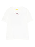 T-shirt per bambina Off-White Kids bianca con effetto vernice e logo stampato – Accessorio premium elegante