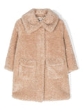 Cappotto Teddy per bambina Monnalisa beige modello monopetto in finta pelliccia – Accessorio premium elegante