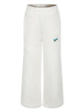 Pantaloni con logo ricamato per bambina MSGM Kids bianco con elastico in vita – Accessorio premium elegante