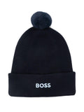Berretto per neonato Boss Kids blu con dettaglio pompon – Accessorio premium elegante
