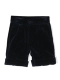 Shorts con ruches per neonato La Stupenderia blu con dettaglio con pince – Accessorio premium elegante