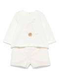 Maglietta e shorts per neonata Il Gufo bianco con stampa e motivo coniglio sul davanti – Accessorio premium elegante
