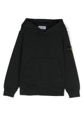 Felpa con applicazione Compass per bambino Stone Island Junior nero con cappuccio – Accessorio premium elegante
