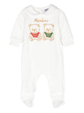 Pigiama per neonati Moschino Kids bianco con stampa Teddy Bear – Accessorio premium elegante