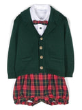 Set con shorts a quadri per neonato Colorichiari verde con dettaglio tasca finta – Accessorio premium elegante