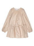 Abito corto per bambina Douuod Kids beige con ruches – Accessorio premium elegante