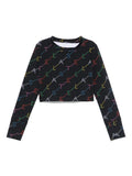 T-shirt con stampa per bambina Stella McCartney Kids nera con orlo dritto – Accessorio premium elegante