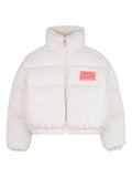 Piumino crop per bambina Billieblush bianco con logo a contrasto – Accessorio premium elegante