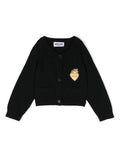 Cardigan nero per neonati con applicazione logo Moschino Kids – Accessorio premium elegante