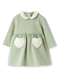 Abito con applicazione per neonata Il Gufo verde con motivo a cuori – Accessorio premium elegante