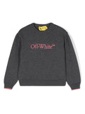 Maglione Big Bookish per bambina Off-White Kids grigio con effetto mélange – Accessorio premium elegante