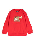 Felpa per neonata Moschino Kids rosso con stampa Teddy Bear – Accessorio premium elegante