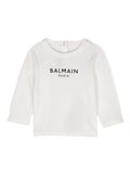 T-shirt con logo per neonato Balmain Kids bianco con orlo dritto – Accessorio premium elegante