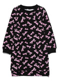 Abito con stampa logo Barbie per bambina Monnalisa nero con orlo asimmetricoa – Accessorio premium elegante
