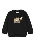 Felpa per neonata Moschino Kids nero con stampa Teddy Bear – Accessorio premium elegante