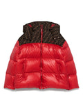 Giubbotto per bimba Fendi Kids rosso con cappuccio con logo monogramma FF – Accessorio premium elegante