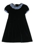 Abito per bambina Jesurum Baby blu con bordo di ruches a constrasto – Accessorio premium elegante