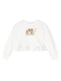 Felpa per bambina Moschino Kids bianco con orlo svasato – Accessorio premium elegante