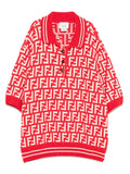 Maglione per bambina Fendi Kids rosso con colletto e monogramma FF – Accessorio premium elegante