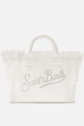 Borsa Colette in canvas di cotone bianca con logo strass