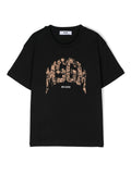 T-shirt in jersey per bambino MSGM Kids nero con bordi a coste – Accessorio premium elegante