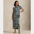 PRINT LINEN FAUX-WRAP DRESS – Accessorio premium elegante