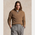 WAFFLE WOOL-COTTON QUARTER-ZIP SWEATER – Accessorio premium elegante