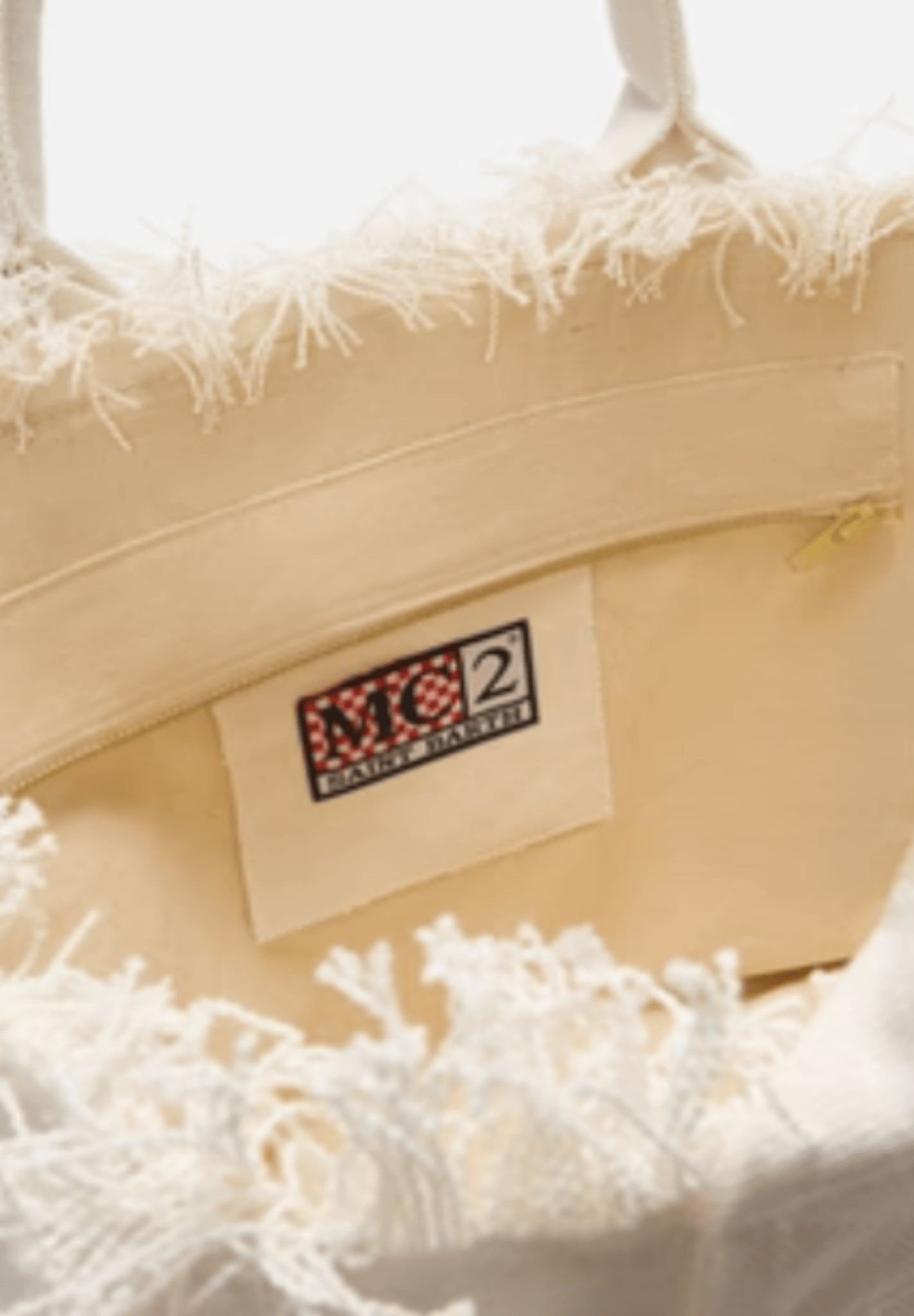 Borsa Vanity in canvas panna con logo beige